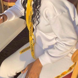 White Two Piece "Hoodie" Jogger Set (Both pieces)